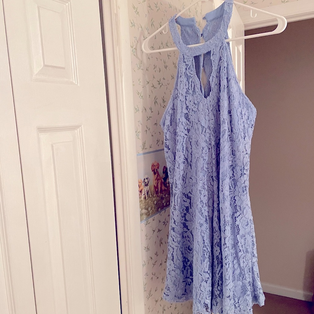 Lace dress in periwinkle
